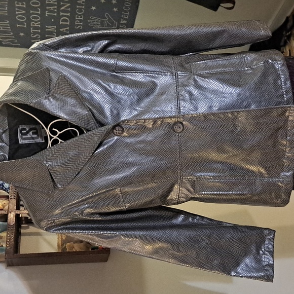 90s y2k faux snakeskin jacket, sz L - Picture 1 of 9